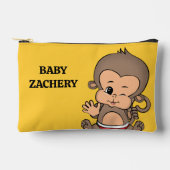 モンキーパーソナライズされたイエロー アクセサリーポーチ (正面)