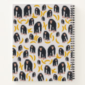 モンキーパーソナライズされたチンパンジー&バナナパターン ノートブック (裏面)