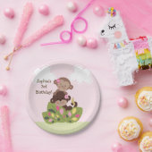 モンキーパーソナライズされた姉妹誕生パーティープレート ペーパープレート (パーティー)