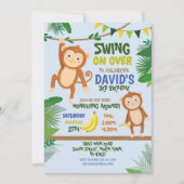 モンキーパーティー誕生日スイングオーバーブルー招待状 招待状 (正面)