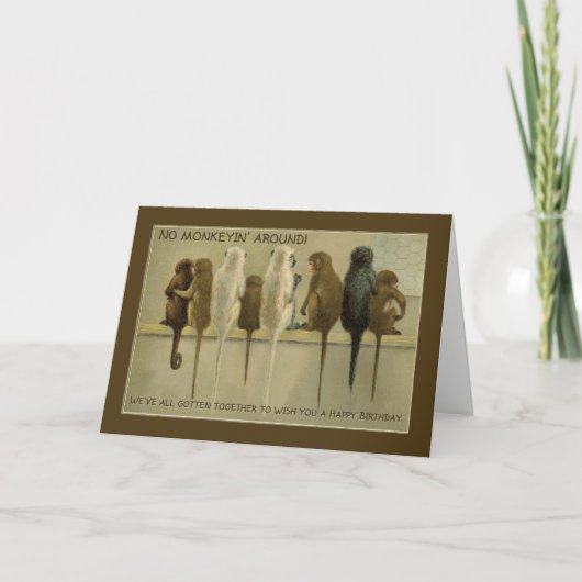 モンキービジネス誕生日グループからのユーモア カード (正面)