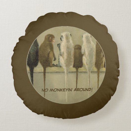 モンキービジネス誕生日グループパーソナライズされた ラウンドクッション (正面)