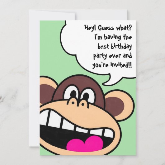モンキービジネス誕生日パーティーの招待 招待状 (正面)