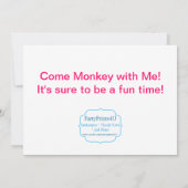 モンキーピモダンンク水玉模様誕生日パーティー招待状 招待状 (裏面)