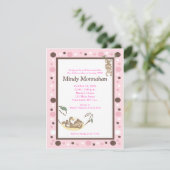 モンキーピンクガーリーブラウントレンディー誕生日4.25 x 5.5 招待状 (スタンド正面)