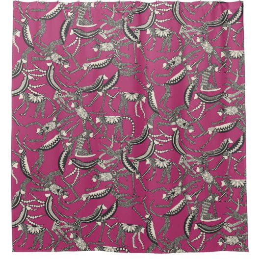 モンキーピンク シャワーカーテン (正面)