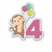 モンキーフォー誕生日バルーン子供へ シール (正面)
