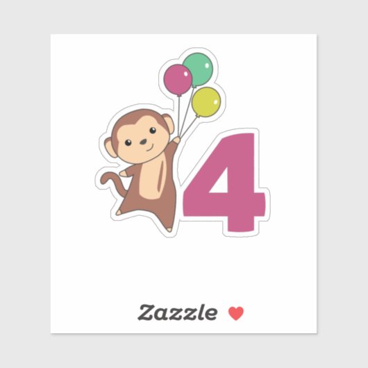 モンキーフォー誕生日バルーン子供へ シール (シート)