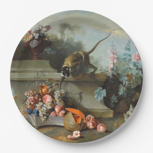 モンキーフルーツフラワーアート紙プレート ペーパープレート (正面)