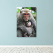 モンキーブレッ食べ物を与えストのベビー キャンバスプリント (インサイチュ (ウッドフロア))