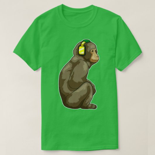 モンキーヘッドホンミュージック Tシャツ (デザイン正面)