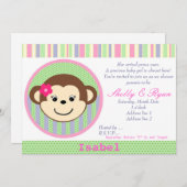 モンキーベビーガールシャワー招待状 招待状 (正面/裏面)