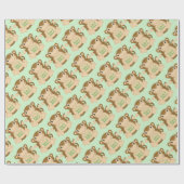 モンキーベビーシャワーグリーン ラッピングペーパー (フラット)