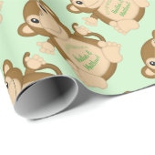 モンキーベビーシャワーグリーン ラッピングペーパー (ロールコーナー)