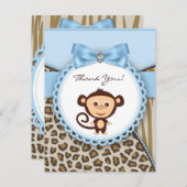 モンキーベビーシャワーサンキューカード サンキューカード (正面/裏面)