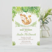 モンキーベビーシャワージャングル動物男の赤ちゃん 招待状 (スタンド正面)