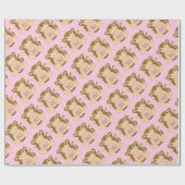 モンキーベビーシャワーピンク ラッピングペーパー (フラット)