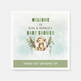 モンキーベビーシャワー紙ナプキンス スタンダードカクテルナプキン