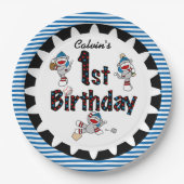 モンキーベースボール第1ハッピーバースデー紙プレート ペーパープレート (正面)
