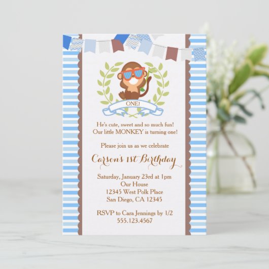モンキーボモダンーイ誕生日招待状 招待状 (スタンド正面)