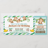 モンキーボーイジャングルチケットパスバースデーパーティー 招待状 (正面)