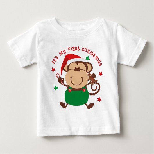 モンキーボーイ1stクリスマス ベビーTシャツ (正面)