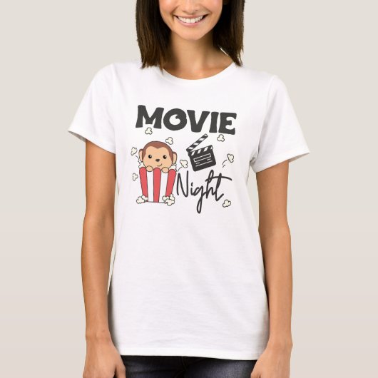 モンキーポップコーン映画ナイトスイートモンキー映画 Tシャツ (正面)