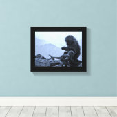 モンキーママとベビー キャンバスプリント (インサイチュ (ウッドフロア))