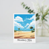 モンキーミアオーストラリアヴィンテージトラベルイラストレーション ポストカード (スタンド正面)