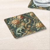 モンキーミニオンいたずら – ゴシック様式バロック スクエアペーパーコースター (アングル)