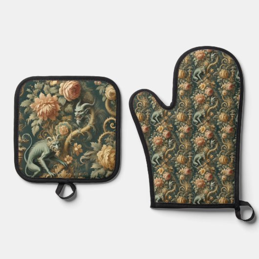 モンキーミニオンミシュチ – ゴシックビクトリアン 鍋つかみ&鍋敷きセット (正面)