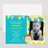 モンキーモダンボーイフォト誕生日招待状 招待状 (正面/裏面)