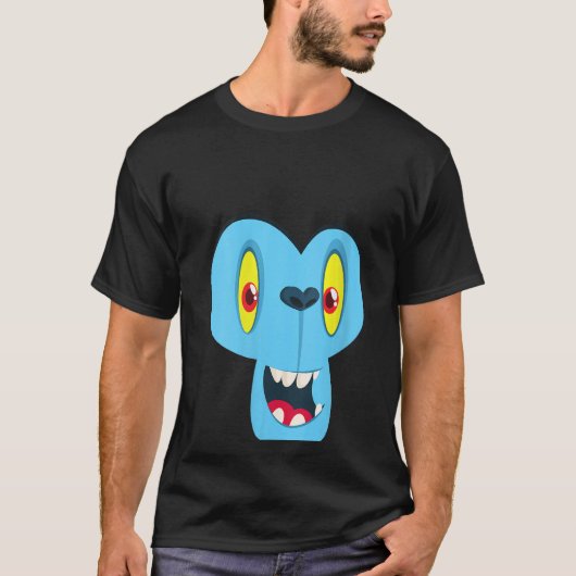 モンキーモンスター顔メンズウーマンズコスチュームハローウィー Tシャツ (正面)