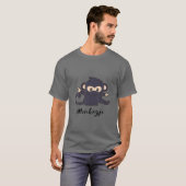 モンキーヤおもしろいスポーティスタイル動物 Tシャツ (正面フル)
