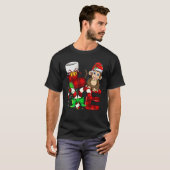 モンキーラバークリスマスモンキーサンタハッチを着て Tシャツ (正面フル)