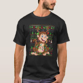 モンキーラバーファミリーマッチング醜いモンキークリスマス Tシャツ (正面)