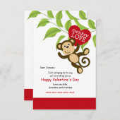 モンキーラブバレンタインのカード 招待状 (正面/裏面)