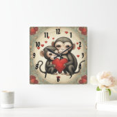 モンキーラブ スクエア壁時計 (ホーム)