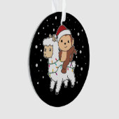 モンキーラマクリスマススノーウィンターアニマルズオーナメント オーナメント (正面)