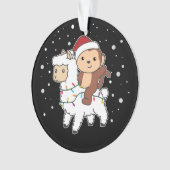 モンキーラマクリスマススノーウィンターアニマルズオーナメント オーナメント (正面)