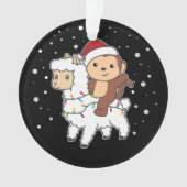 モンキーラマクリスマススノーウィンターアニマルズオーナメント オーナメント (正面)