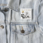 モンキー中国のイヤー〔占星術の〕十二宮図金ゴールドシンボルSquare B 缶バッジ (インサイチュ)