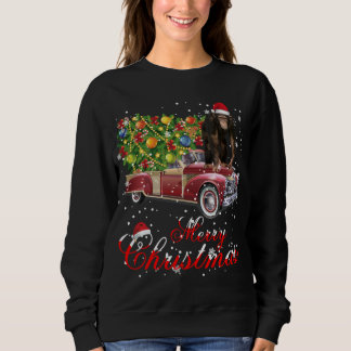 モンキー乗りレッドトラッククリスマスパジャマ スウェットシャツ