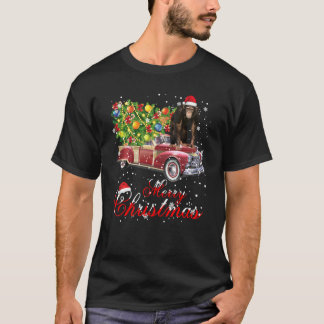 モンキー乗りレッドトラッククリスマスパジャマ Tシャツ