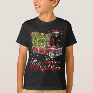 モンキー乗りレッドトラッククリスマスパジャマ Tシャツ