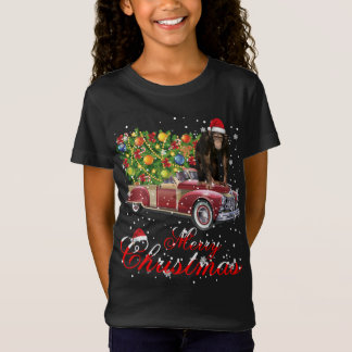 モンキー乗りレッドトラッククリスマスパジャマ Tシャツ