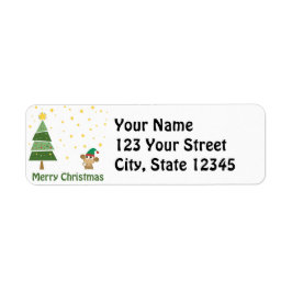 モンキー小妖精や小人クリスマスシーン ラベル