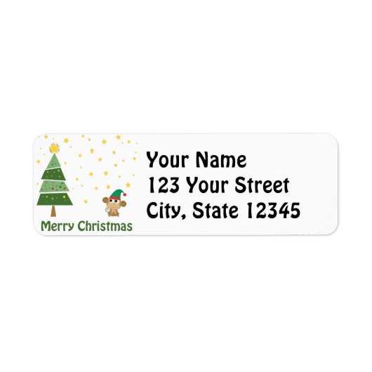 モンキー小妖精や小人クリスマスシーン ラベル (正面)