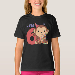 モンキー第6誕生日キッズ6歳Tシャツ Tシャツ