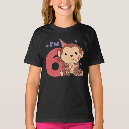 モンキー第6誕生日キッズ6歳Tシャツ Tシャツ (正面)